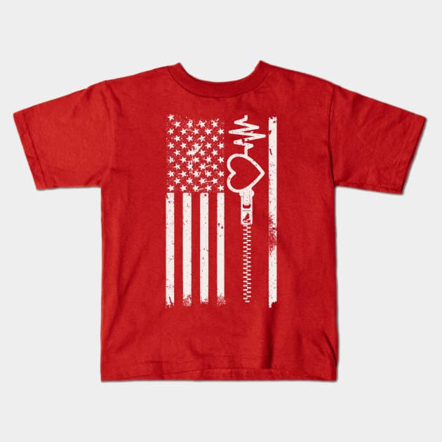 Wear Red In February USA Flag for Heart Disease Awareness Kids T-Shirt by Etopix